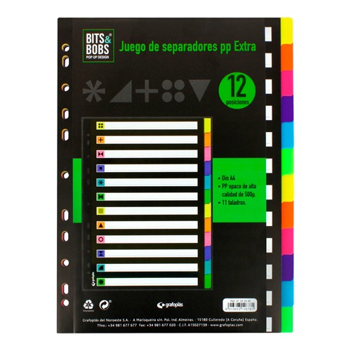JUEGO SEPARADORES A4 12POS.0,5 B&B FLUO