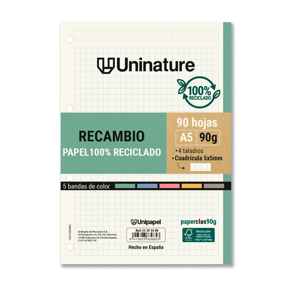 RECAMBIO RECI. A5 5X5 90G 90H 5BAN UNIN