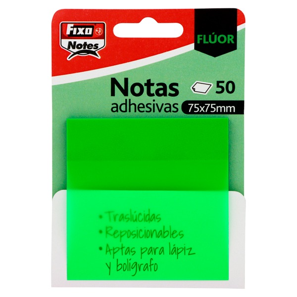 PACK 50 NOTAS ADH 75X75 VERDE NEON