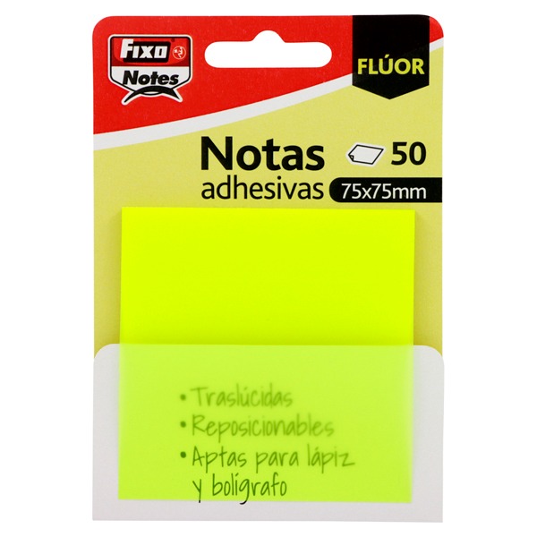 PACK 50 NOTAS ADH 75X75 AMARILLO NEON