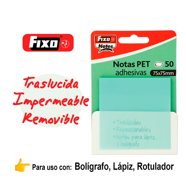PACK 50 NOTAS ADH. 75X75MM MINT PASTEL