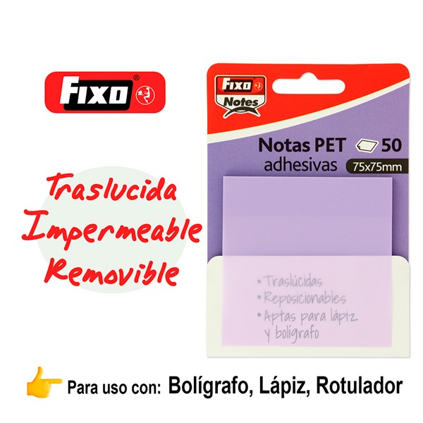 PACK 50 NOTAS ADH. 75X75MM LAVANDA PAST
