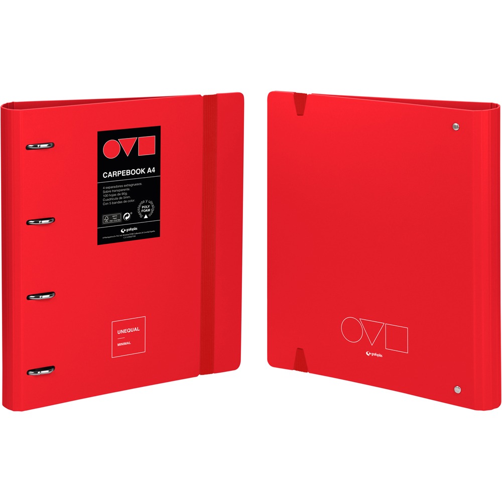 CARPEBOOK 4D35 A4 UNEQ MINIMAL ROJO
