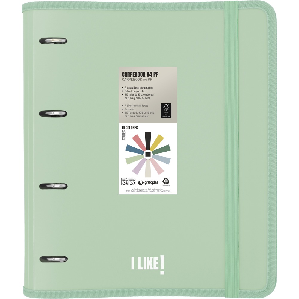 CARPEBOOK PP A4 LIKE3 VERDE CLARO