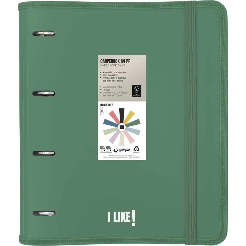 CARPEBOOK PP A4 LIKE3 VERDE OSCURO