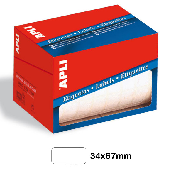 ROLLO ETIQUETAS APLI 34X67MM BLANCAS