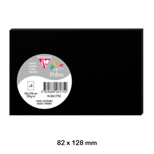 PACK 5 TARJETAS 82X128MM 210GR NEGRA