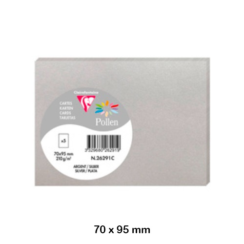 PACK 5 TARJETAS 70X95MM 210GR PLATEADAS