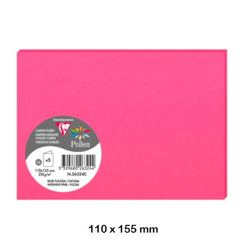 PACK 5 TARJ.DOBLES 110X155MM 210G.FUCSI