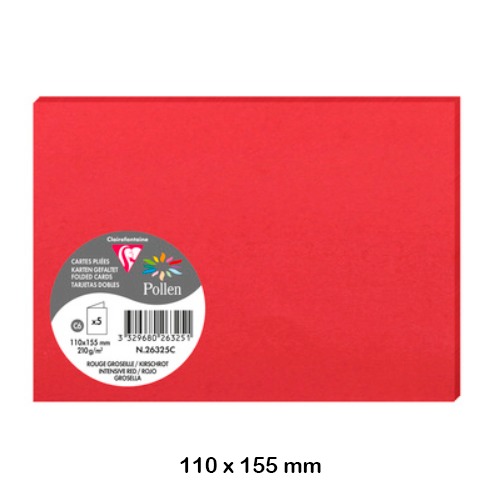 PACK 5 TARJ.DOBLES 110X155MM 210G.ROJO