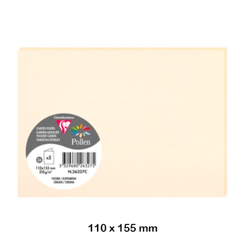 PACK 5 TARJ.DOBLES 110X155MM 210G.CREMA