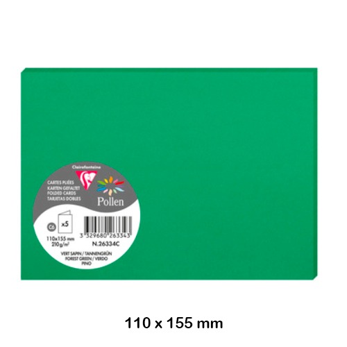 PACK 5 TARJ.DOBLES 110X155MM 210G.VERDE
