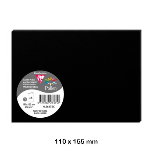 PACK 5 TARJ.DOBLES 110X155MM 210GR NEGR