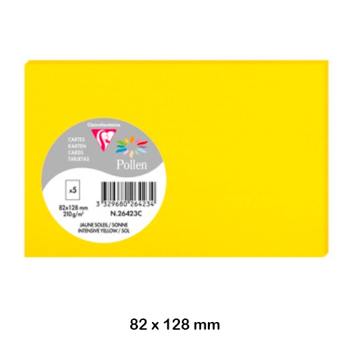 PACK 5 TARJETAS 82X128MM 210GR AMARILLO