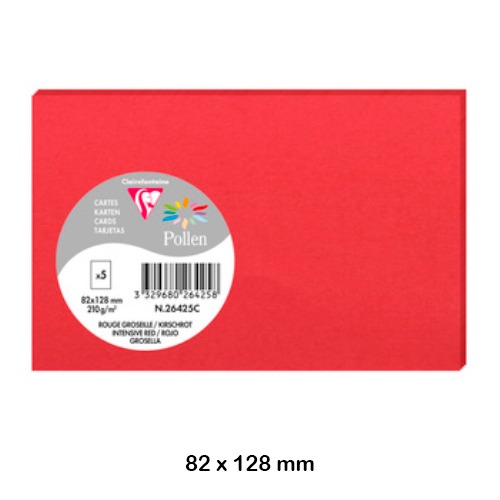 PACK 5 TARJETAS 82X128MM 210GR ROJO