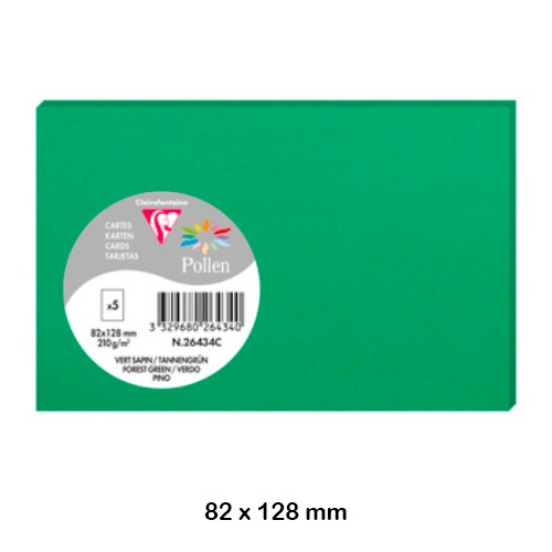PACK 5 TARJETAS 82X128MM 210GR VERDE
