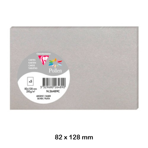 PACK 5 TARJETAS 82X128MM 210GR PLATEADA