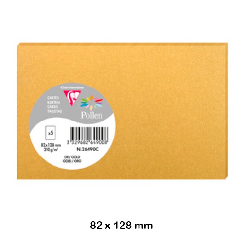 PACK 5 TARJETAS 82X128MM 210GR DORADAS