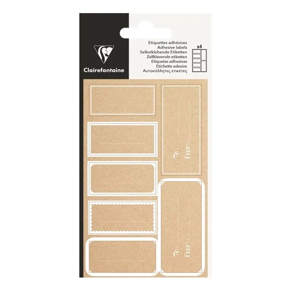 PAQ. 28 ETIQUETAS KRAFT RECTANGULO BLAN