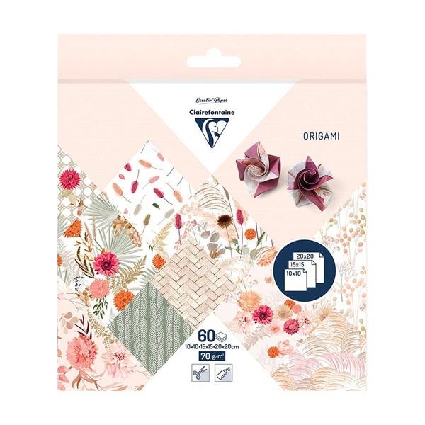 PAQ.60 HOJAS ORIGAMI FLORES SECAS 70GR