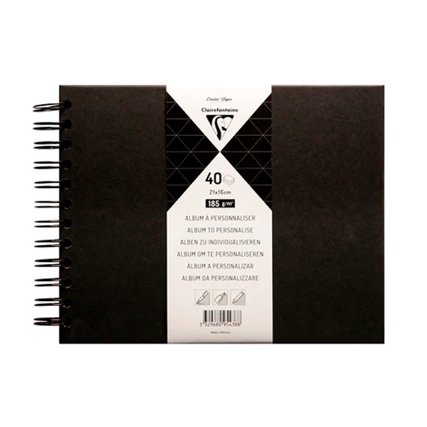 ALBUM TAPA DURA NEGRO 21X16CM 40H 185GR