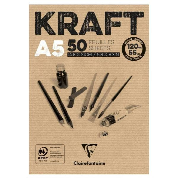 BLOC A5 50H KRAFT MARRON VERJURADO 120G
