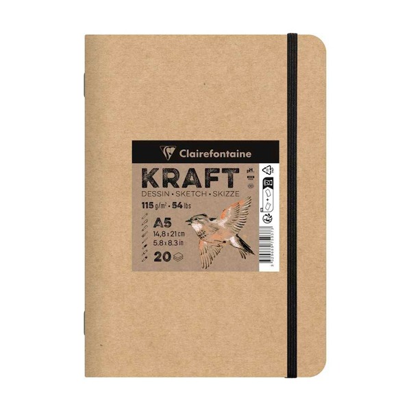 CUADRENO GRAPADO A5 KRAFT MARRON