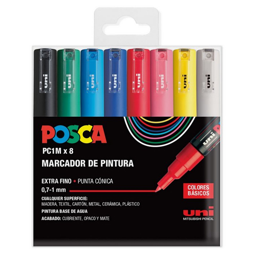 PACK 8 ROTULADORES POSCA PC1-M BASICOS