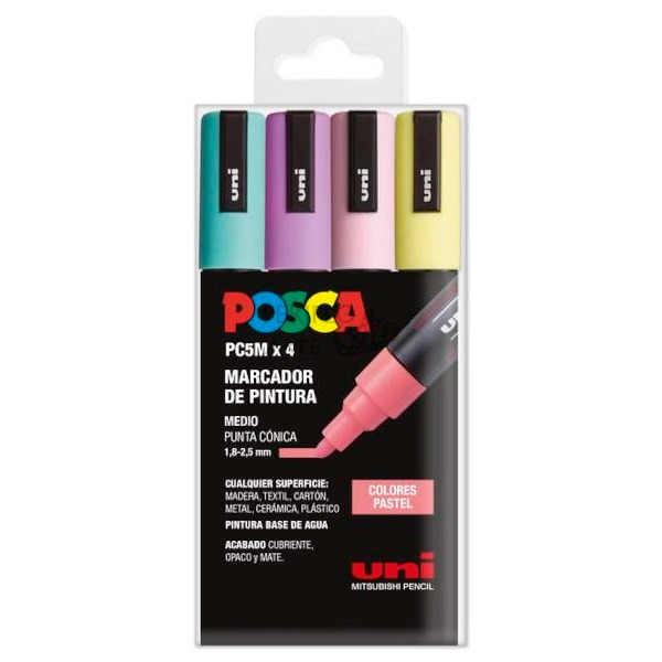 PACK 4 ROTULADORES POSCA PC3-M PASTEL