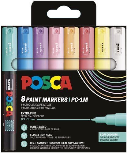 PACK 8 ROTULADORES POSCA PC-1M SOFT COLO
