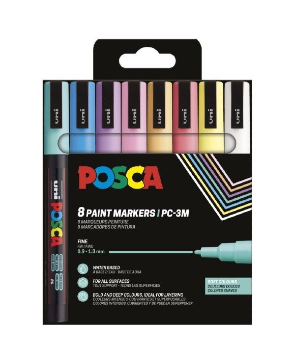 PACK 8 ROTULADORES POSCA PC-3M SOFT COLO