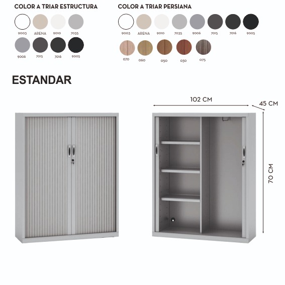 ARMARIO METAL PERSIANA 70X102X45CM LISO