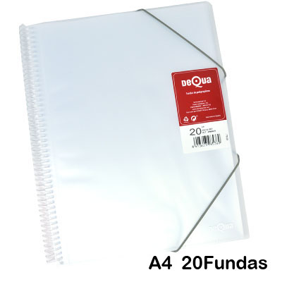 CARPETA DEQUA 20 FUNDAS ESPIRAL TRANSPA
