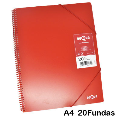 CARP.DEQUA 20 FUNDAS ESPIRAL ROJO TRANS