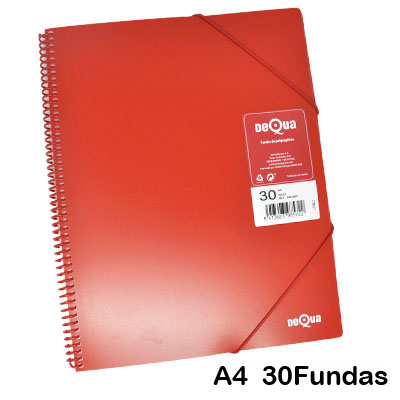 CARP.DEQUA 30 FUNDAS ESPIRAL ROJO TRANSP