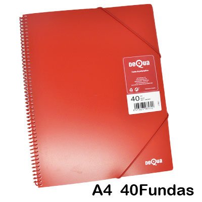 CARP. DEQUA 40 FUNDAS ESPIRAL ROJO TRAN