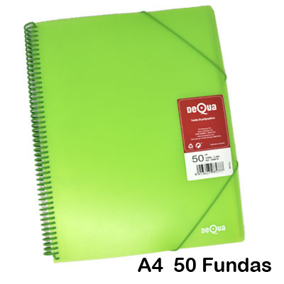 CARP. DEQUA 50 FUNDAS ESPIRAL VERDE TRA