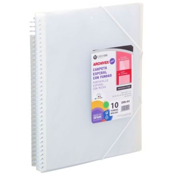 CARPETA 40 FUNDAS A4 ESPIRAL TAPA TRANSP