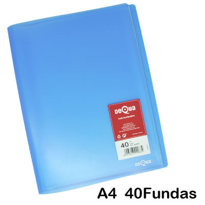 CARPETA DEQUA 40 FUNDAS AZUL TRANS
