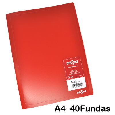 CARPETA DEQUA 40 FUNDAS ROJO TRANS