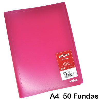 CARPETA DEQUA 50 FUNDAS FUCSIA TRANS