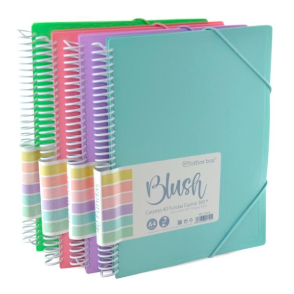 CARPETA 40 FUNDAS ESPIRAL 360º 'BLUSH'
