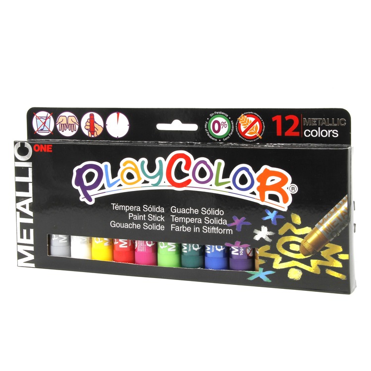 CAJA 12 TEMPERES PLAYCOLOR 10GR METALIZ