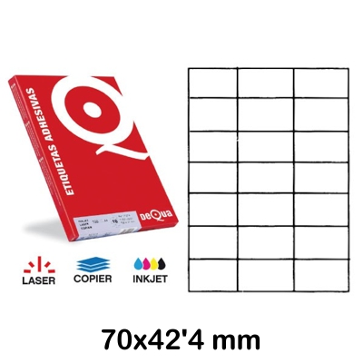 CAJA 100 HOJAS ETIQUETAS DEQUA 70X42.4M