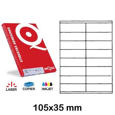CAJA 100 HOJAS ETIQUETAS DEQUA 105X35MM