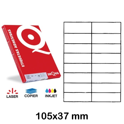 CAJA 100 HOJAS ETIQUETAS DEQUA 105X37MM