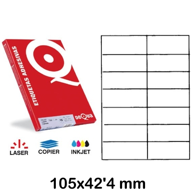 CAJA 100 HOJAS ETIQUETAS DEQUA 105X42.4
