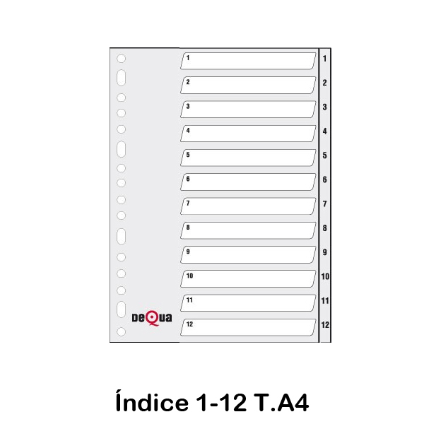 INDICE NUMERICO A4 1-12 GRIS DEQUA