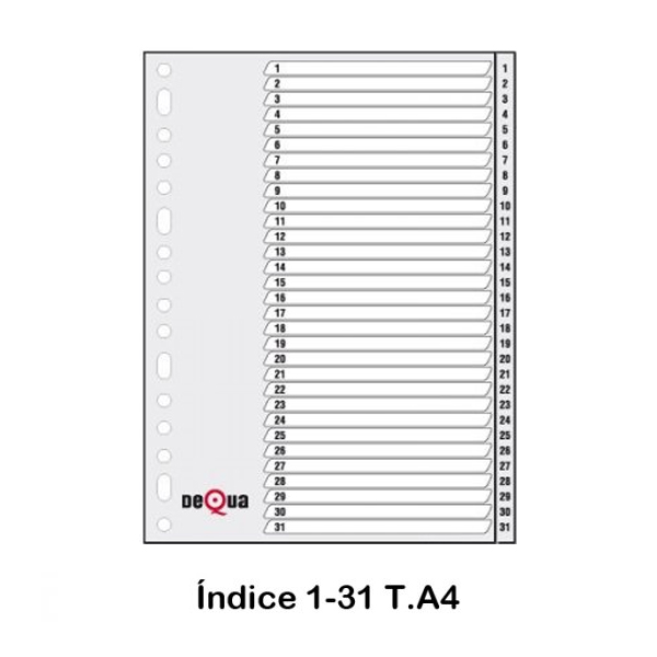 INDICE NUMERICO A4 1-31 GRIS DEQUA