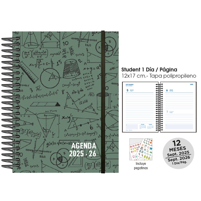 AGENDA ESC. D/P 12X17 25/26 MATHS VERDE